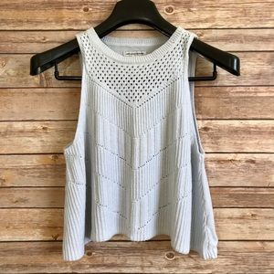 American Eagle White Crochet Cropped Tank Top